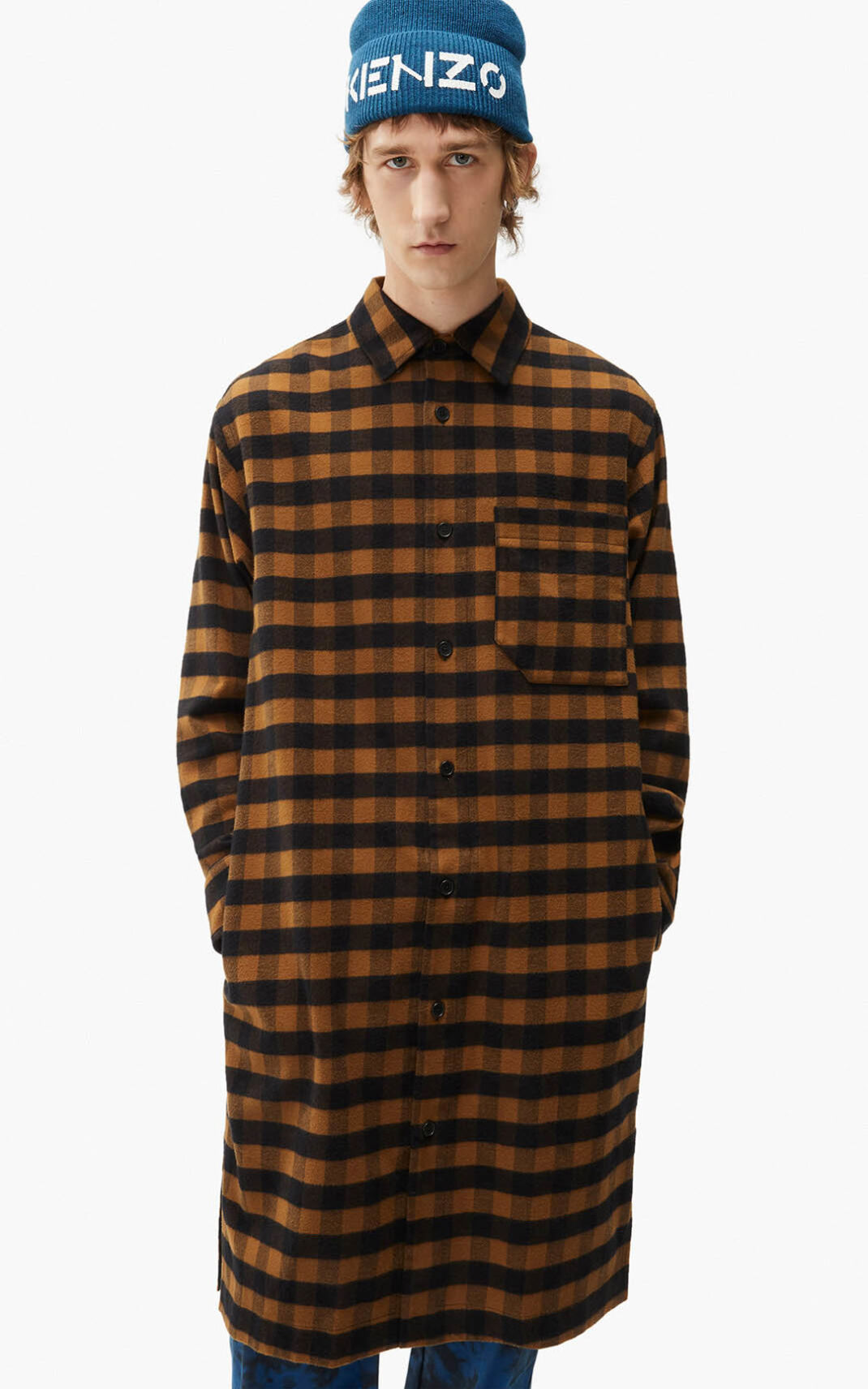 Chemise Kenzo Homme Long plaid Marron IBPMW-8096